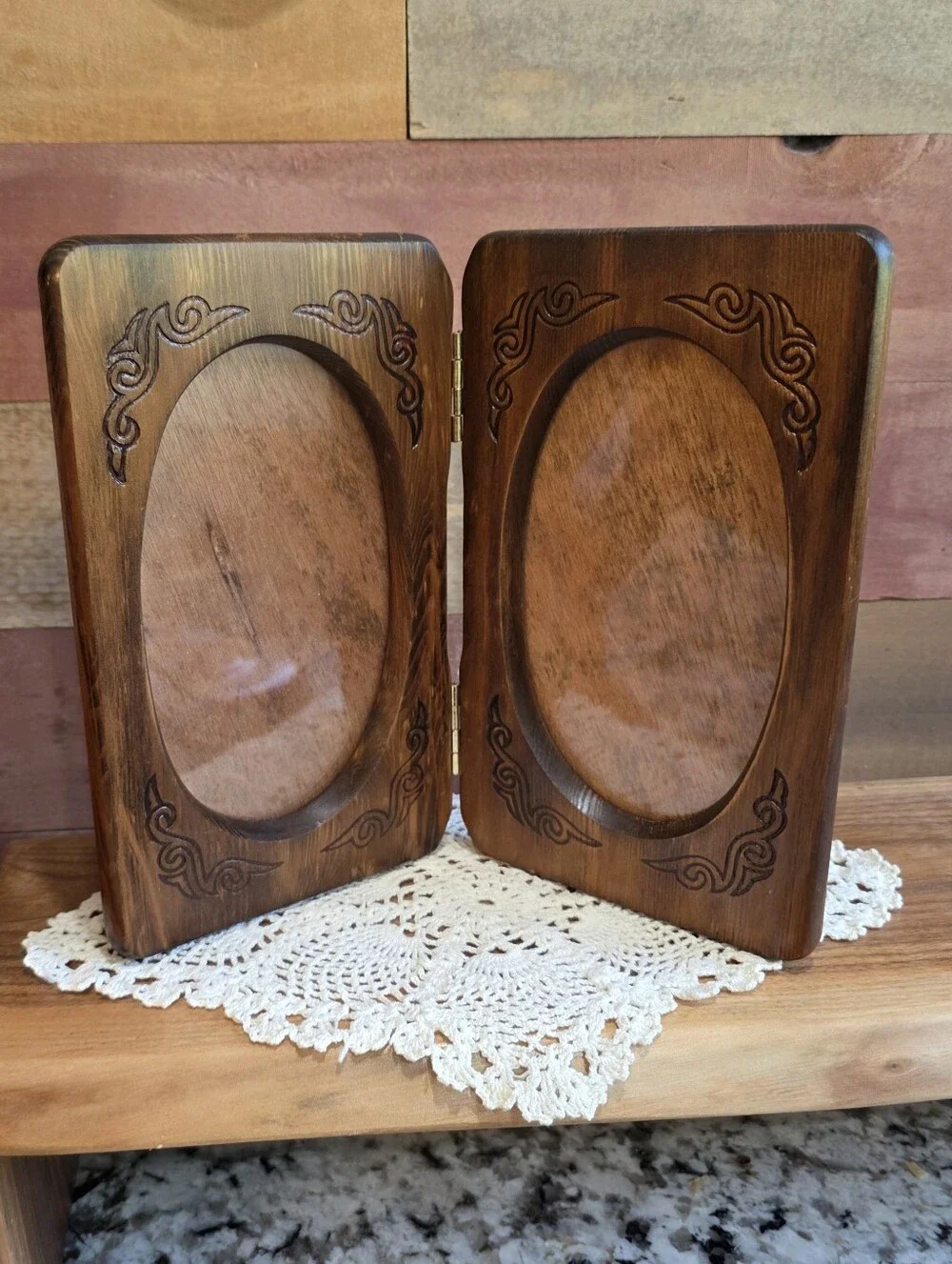Wooden Hinged Picture Frame - Brown